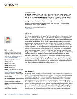 Effect of Fruiting Body Bacteria on the Growth of Tricholoma Matsutake and Its Related Molds