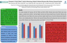 The Study Included 197 Women, 101 for TOLAC and 96 for ERCD