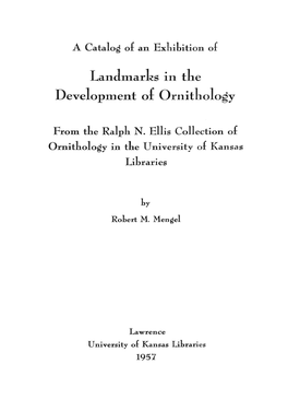 Landmarks in the Development of Ornithology