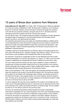 10 Years of Brose Door Systems from Meerane