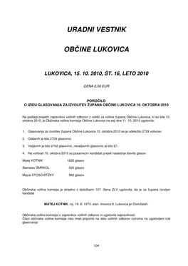 Uradni Vestnik Občine Lukovica