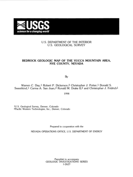 Bedrock Geologic Map of the Yucca Mountain Area, Nye County, Nevada