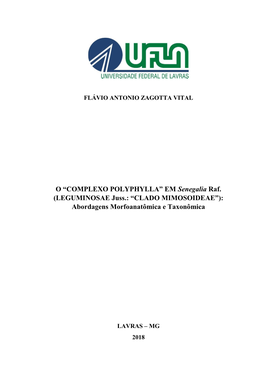 EM Senegalia Raf. (LEGUMINOSAE Juss.: “CLADO MIMOSOIDEAE”): Abordagens Morfoanatômica E Taxonômica