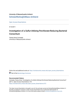 Investigation of a Sulfur-Utilizing Perchlorate-Reducing Bacterial Consortium