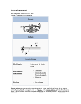 Corneta (Instrumento) De Wikipedia, La Enciclopedia Libre Saltar A