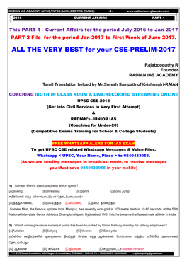 THE VERY BEST for Your CSE-PRELIM-2017