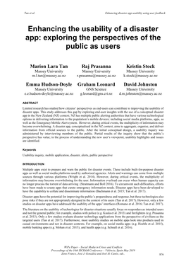 Enhancing the Usability of a Disaster App: Exploring the Perspectives of the Public As Users