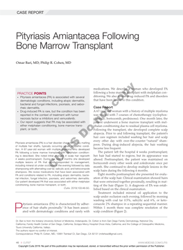 Pityriasis Amiantacea Following Bone Marrow Transplant