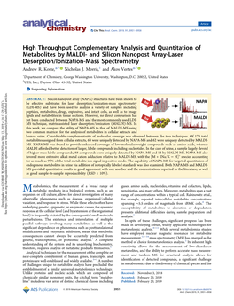 And Silicon Nanopost Array-Laser Desorption/Ionization-Mass Spectrometry Andrew R