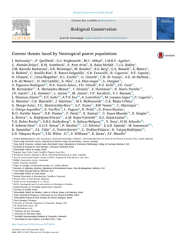 Current Threats Faced by Neotropical Parrot Populations MARK ⁎ I