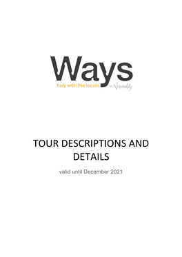 Veronality & Ways Tours 2020