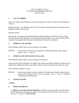 Planning Commission Minutes June 20, 2012