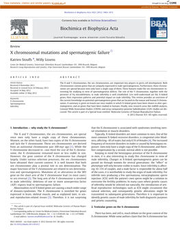 X Chromosomal Mutations and Spermatogenic Failure☆