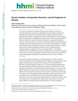 Genetic Variation, Comparative Genomics, and the Diagnosis of Disease