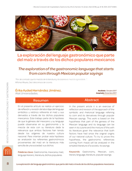 La Exploración Del Lenguaje Gastronómico Que Parte Del Maíz a Través De Los Dichos Populares Mexicanos