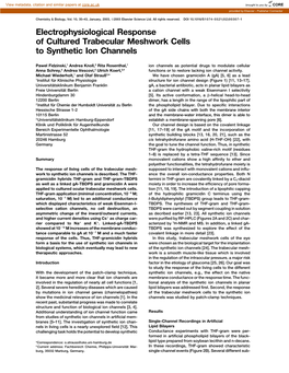 Electrophysiological Response of Cultured Trabecular Meshwork Cells to Synthetic Ion Channels