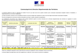 Communiqué De La Direction Départementale Des Territoires