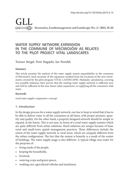 Water Supply Network Expansion in the Commune of Mściwojów As Relates to the Pilot Project Vital Landscapes