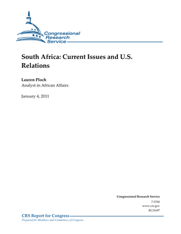 South Africa: Current Issues and U.S. Relations