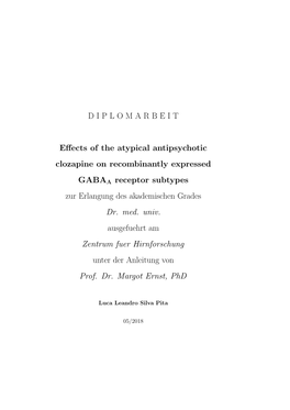 DIPLOMARBEIT Effects of the Atypical Antipsychotic Clozapine On