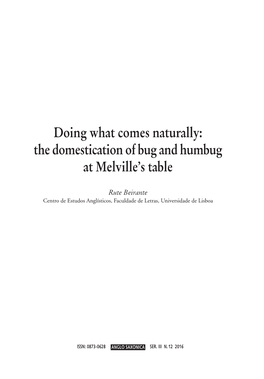 The Domestication of Bug and Humbug at Melville's Table