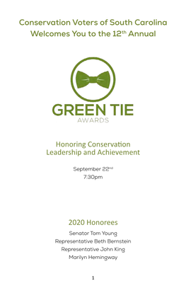 2020 Green Tie Awards Program