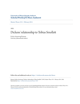 Dickens' Relationship to Tobias Smollett Evelyn Armstrong Beaman University of Massachusetts Amherst