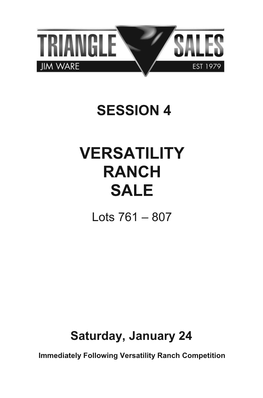 Versatility Ranch Sale