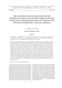 Fabaceae), with Descriptions of Twelve New Species (Lepidoptera: Gracillariidae)