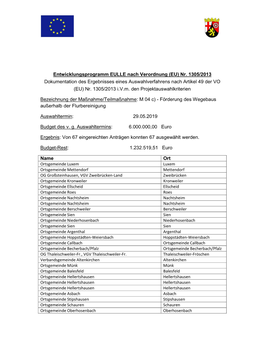 Entwicklungsprogramm EULLE Nach Verordnung (EU) Nr