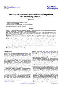 New Features of Ion Acoustic Waves in Inhomogeneous and Permeating Plasmas?