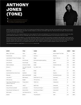 Anthony Jones (Tone) | Primary Wave Music