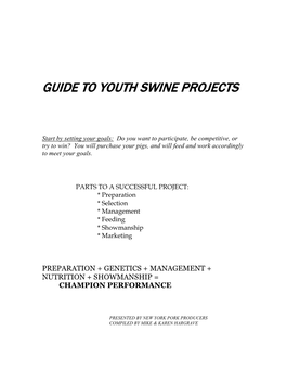 Guide to Youth Swine Projects