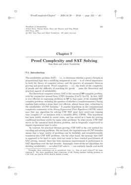 Proof Complexity and SAT Solving Sam Buss and Jakob Nordstr¨Om