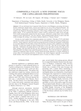 Compostela Valley: a New Endemic Focus for Capillariasis Philippinensis