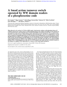 A Smad Action Turnover Switch Operated by WW Domain Readers of a Phosphoserine Code