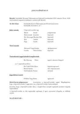 Szuhakálló Községi Önkormányzat Képviselő-Testületének 2014