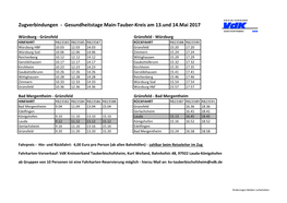 Zugverbindungen - Gesundheitstage Main-Tauber-Kreis Am 13.Und 14.Mai 2017