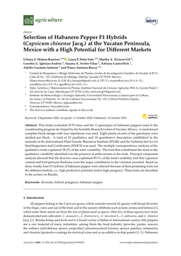 Selection of Habanero Pepper F1 Hybrids (Capsicum Chinense Jacq.) at the Yucatan Peninsula, Mexico with a High Potential for Diﬀerent Markets