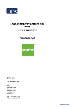 London Medway Commercial Park Cycle Strategy on Behalf Of