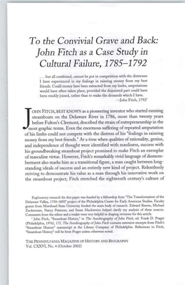 John Fitch As a Case Study in Cultural Failure, 1785-1792