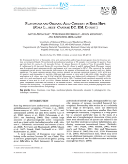 Flavonoid and Organic Acid Content in Rose Hips (Rosa L., Sect