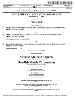 Swedish Match AB (Publ) Swedish Match Corporation