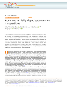 Advances in Highly Doped Upconversion Nanoparticles