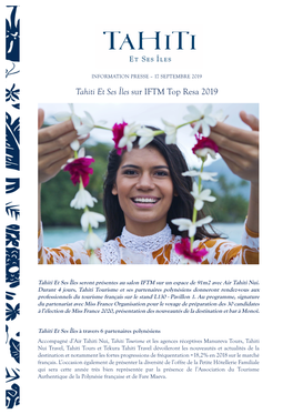 Tahiti Et Ses Îles Sur IFTM Top Resa 2019