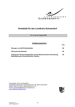 Amtsblatt Für Den Landkreis Schwandorf