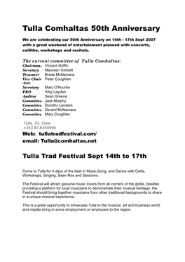 Tulla Comhaltas 50Th Anniversary