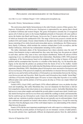 Phylogeny and Biogeography of Thesarraceniaceae