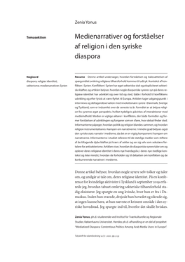 Medienarrativer Og Forståelser Af Religion I Den Syriske Diaspora