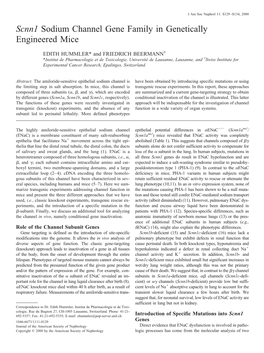 Scnn1 Sodium Channel Gene Family in Genetically Engineered Mice